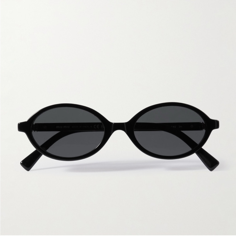 Miu Miu Black Round Frame Acetate Sunglasses - New!